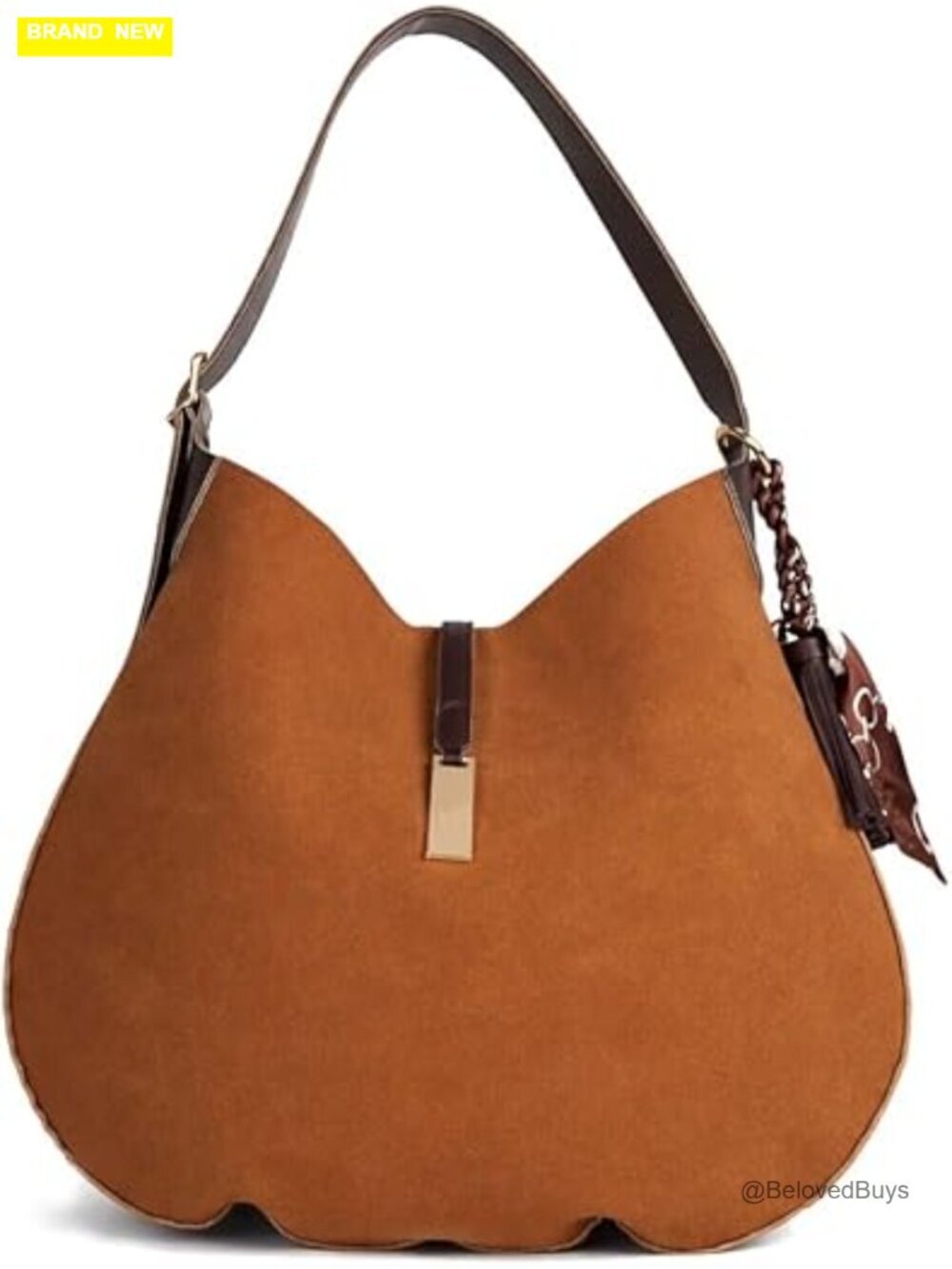 Soft Vegan Leather Hobo Shoulder Bag with Magnetic Closure